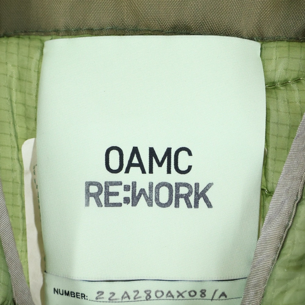 OAMC(オーエーエムシー) 22AW OVERDYED M-65 LINER オーバーダイ キルティング サイドカット ライナー ノーカラージャケット カーキ 22A28OAX08