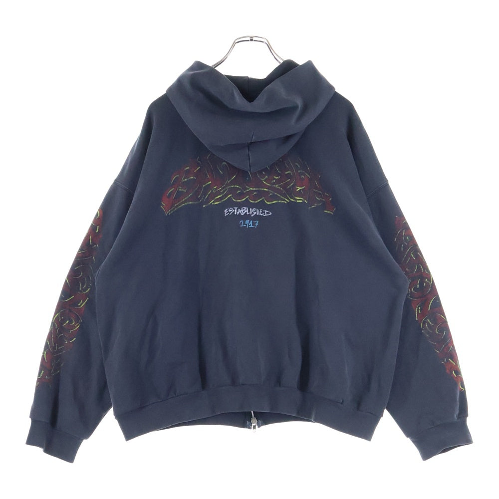 BALENCIAGA(バレンシアガ) 23AW OFFSHORE アートプリント スウェット ジップアップ パーカー ブラック 770939 TPVM9