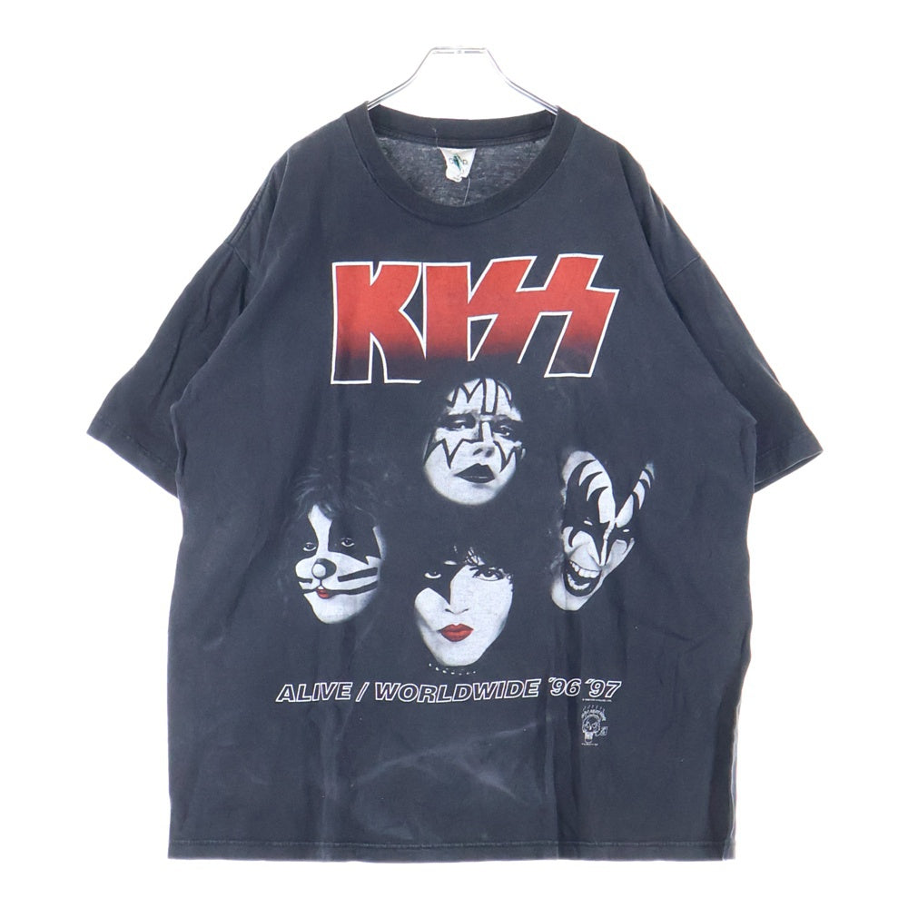 VINTAGE(ヴィンテージ) 90S VINTAGE KISS ALIVE WORLD WIDE TOURE 96 97 キス ワールドワイドツアー プリント 半袖Tシャツ カットソー ブラック
