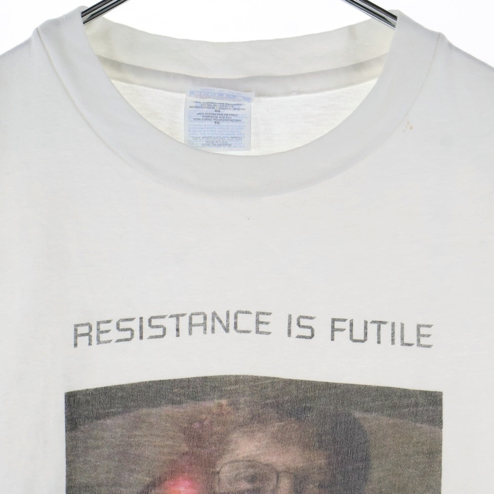 VINTAGE(ヴィンテージ) MICROSOFT Bill GATES RESISTANCE IS FULILE YOU WILL BE ASSIMILATED マイクロソフト ビルゲイツ プリント 半袖Tシャツ カットソー ホワイト