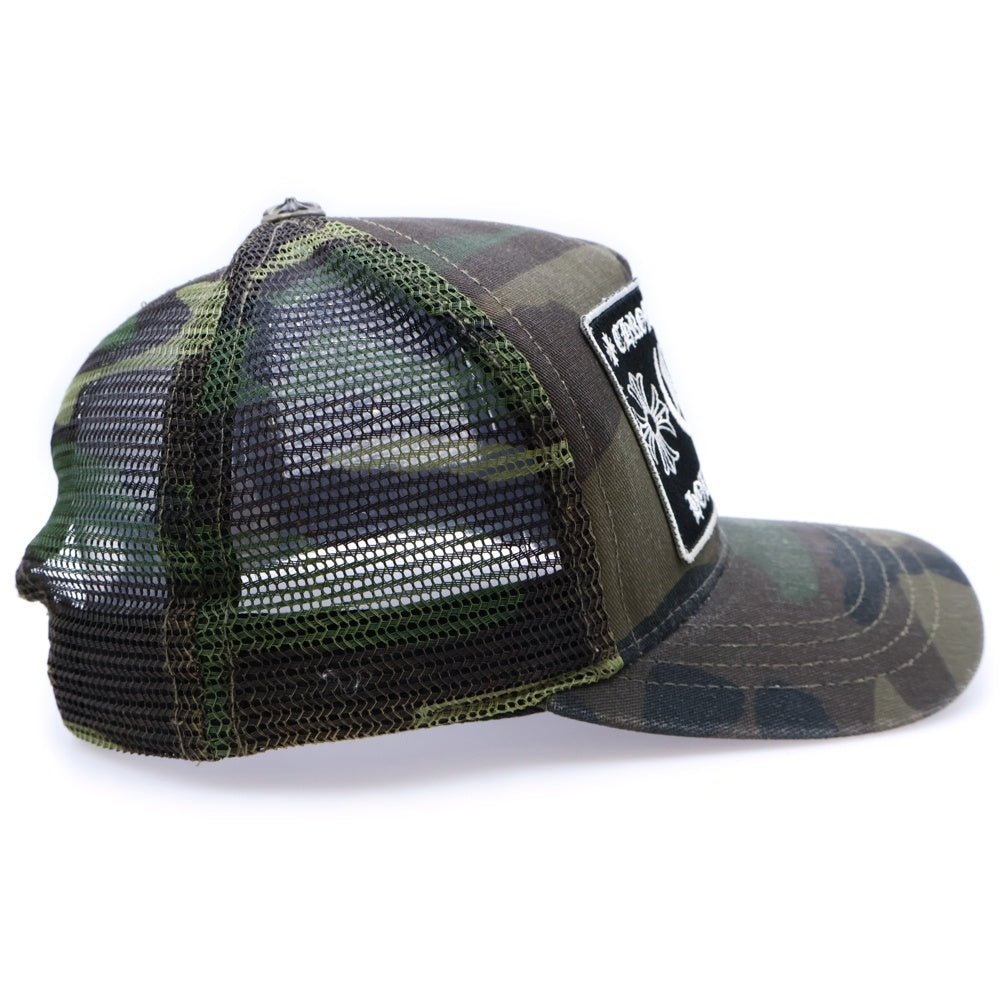 CHROME HEARTS(クロムハーツ) TRUCKER CAP CHパッチ クロスボール付 メッシュ トラッカーメッシュキャップ 帽子 カーキ/シルバー