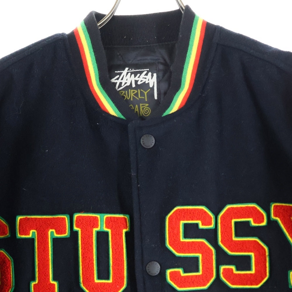 STUSSY(ステューシー) 00S VINTAGE OLD × MASTERPIECE Varsity Jacket ヴィンテージ オールド マスターピースジップアップ ウール スタジアム バーシティ ジャケット ブラック