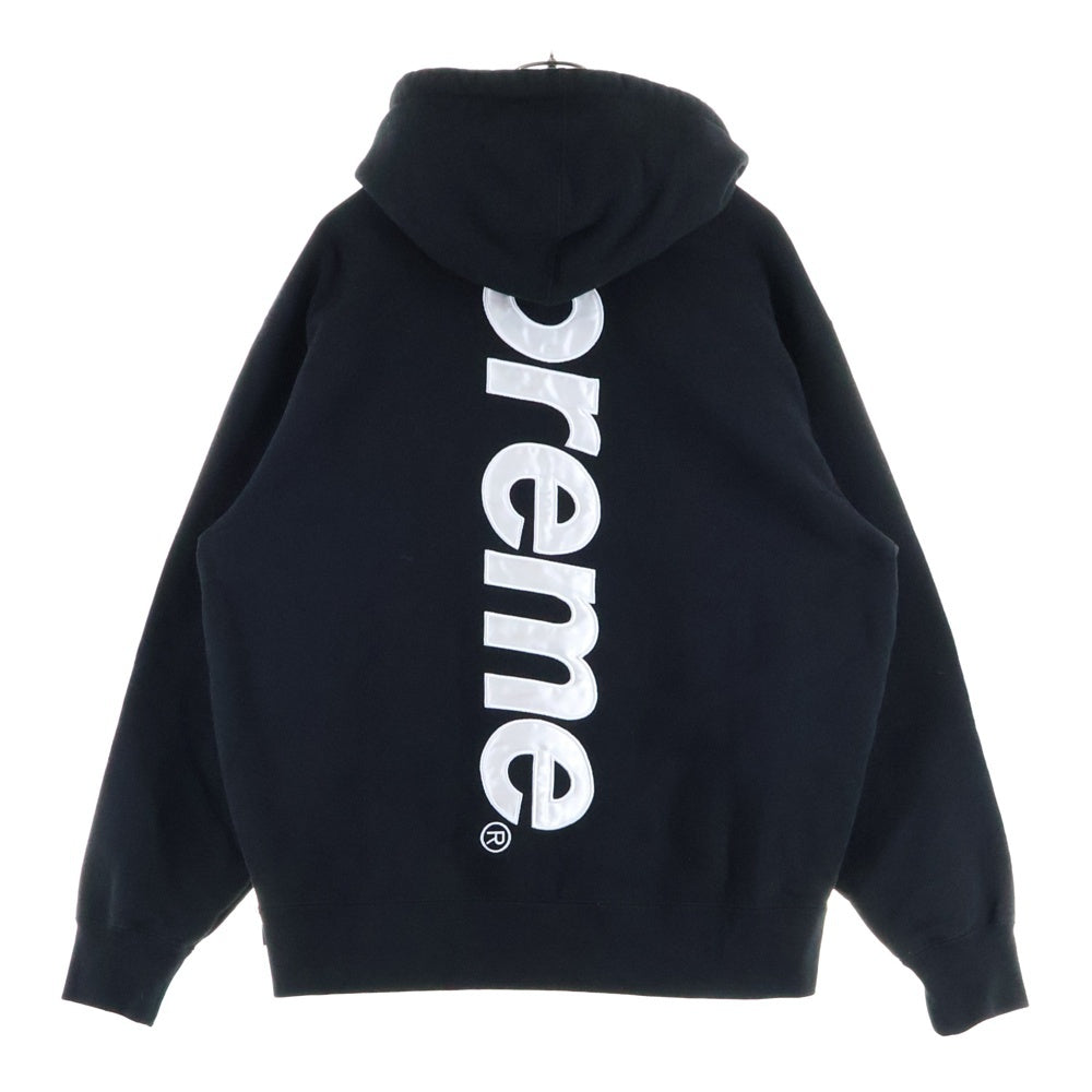 SUPREME(シュプリーム) 22AW Satin Applique Hooded Sweatshirt Mint サテンアップリケ バックロゴスウェット プルオーバーパーカー ブラック