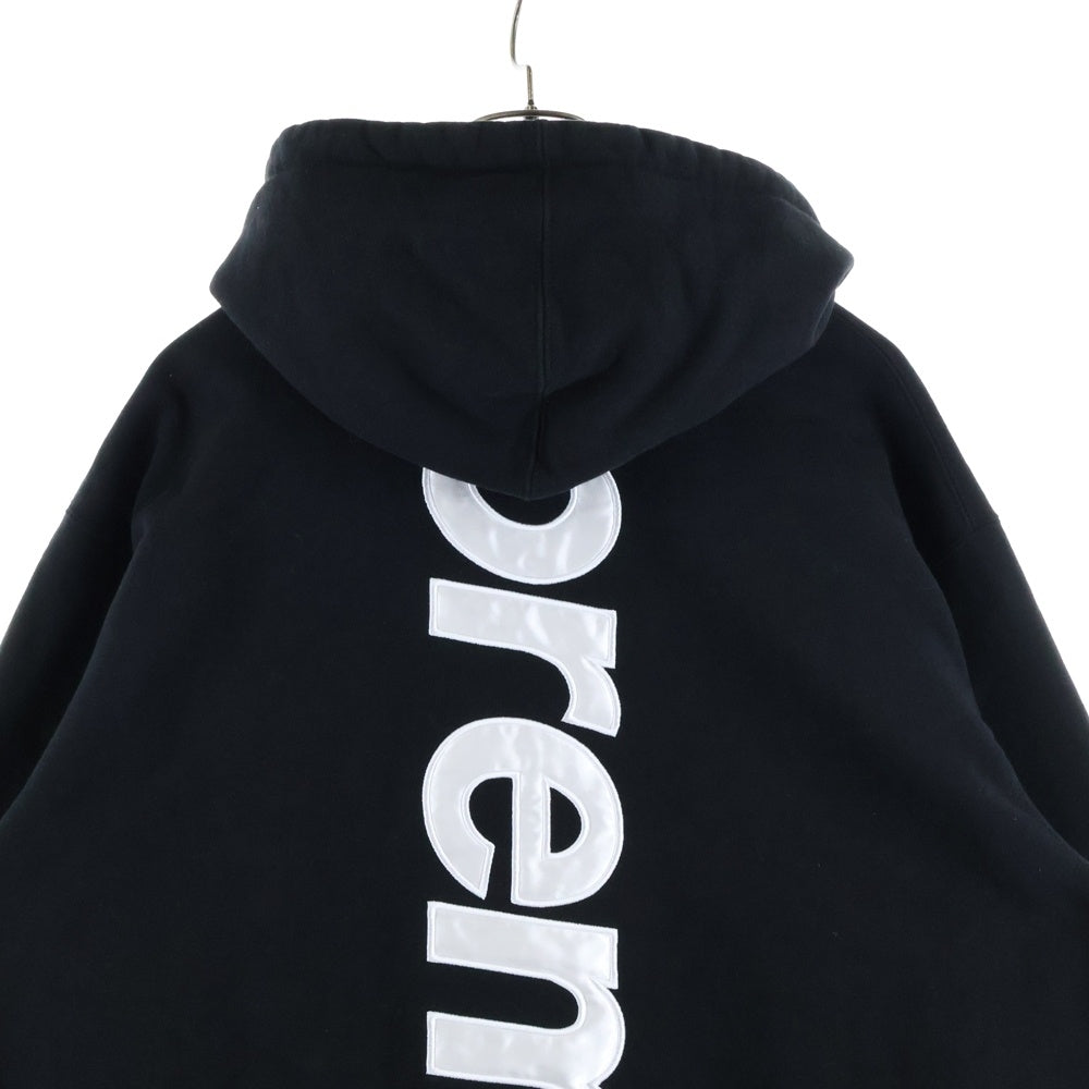 SUPREME(シュプリーム) 22AW Satin Applique Hooded Sweatshirt Mint サテンアップリケ バックロゴスウェット プルオーバーパーカー ブラック