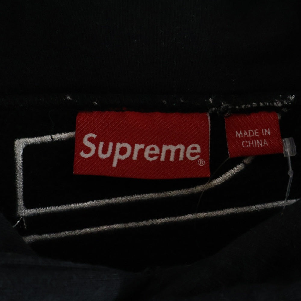 SUPREME(シュプリーム) 22AW Satin Applique Hooded Sweatshirt Mint サテンアップリケ バックロゴスウェット プルオーバーパーカー ブラック