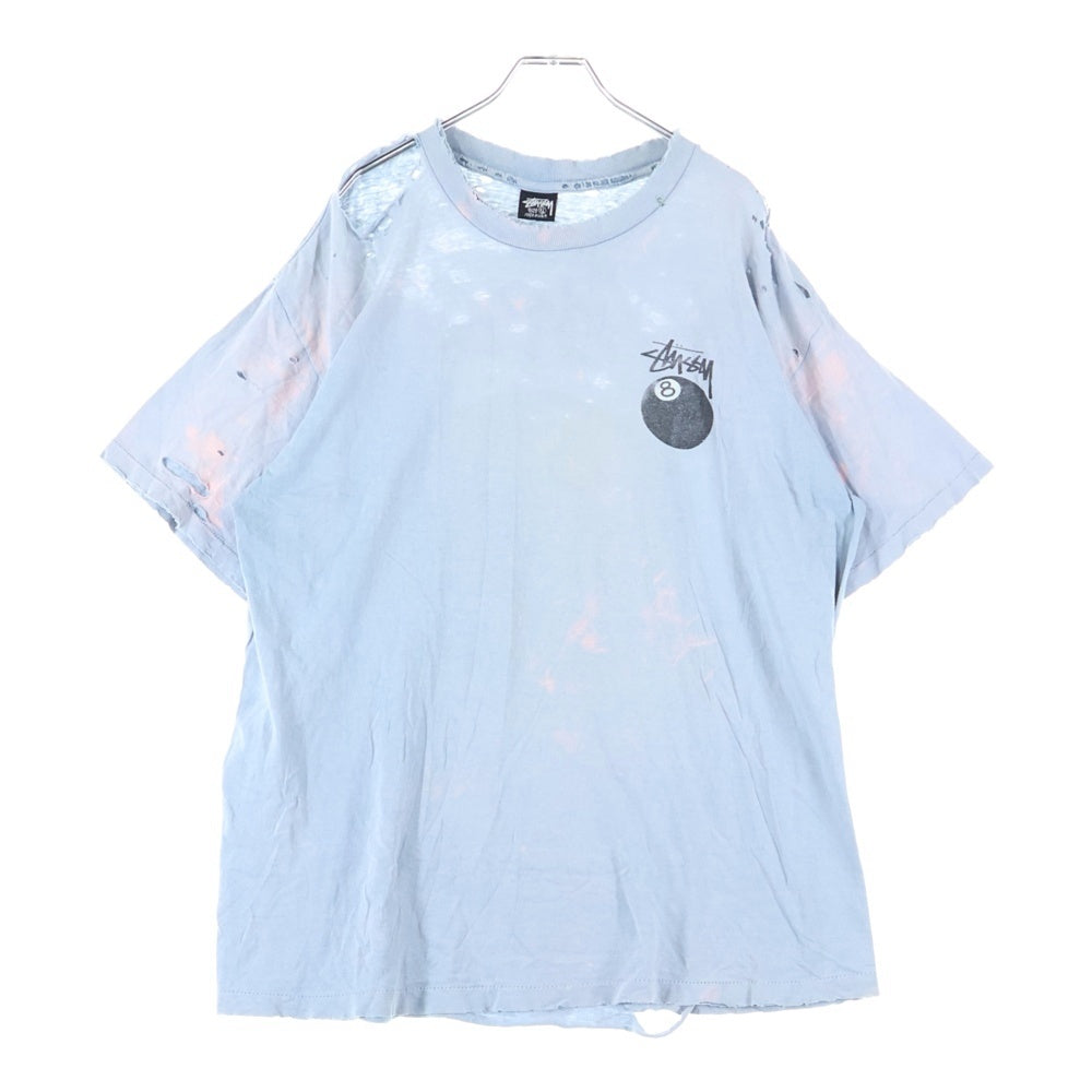 STUSSY(ステューシー) 80S VINTAGE OLD ヴィンテージ オールド 8ボール ロゴプリント クルーネック 半袖シャツ カットソーライトブルー