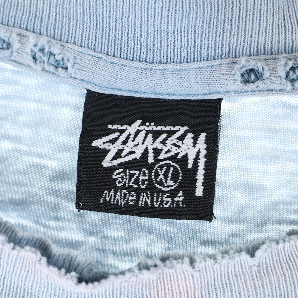 STUSSY(ステューシー) 80S VINTAGE OLD ヴィンテージ オールド 8ボール ロゴプリント クルーネック 半袖シャツ カットソーライトブルー