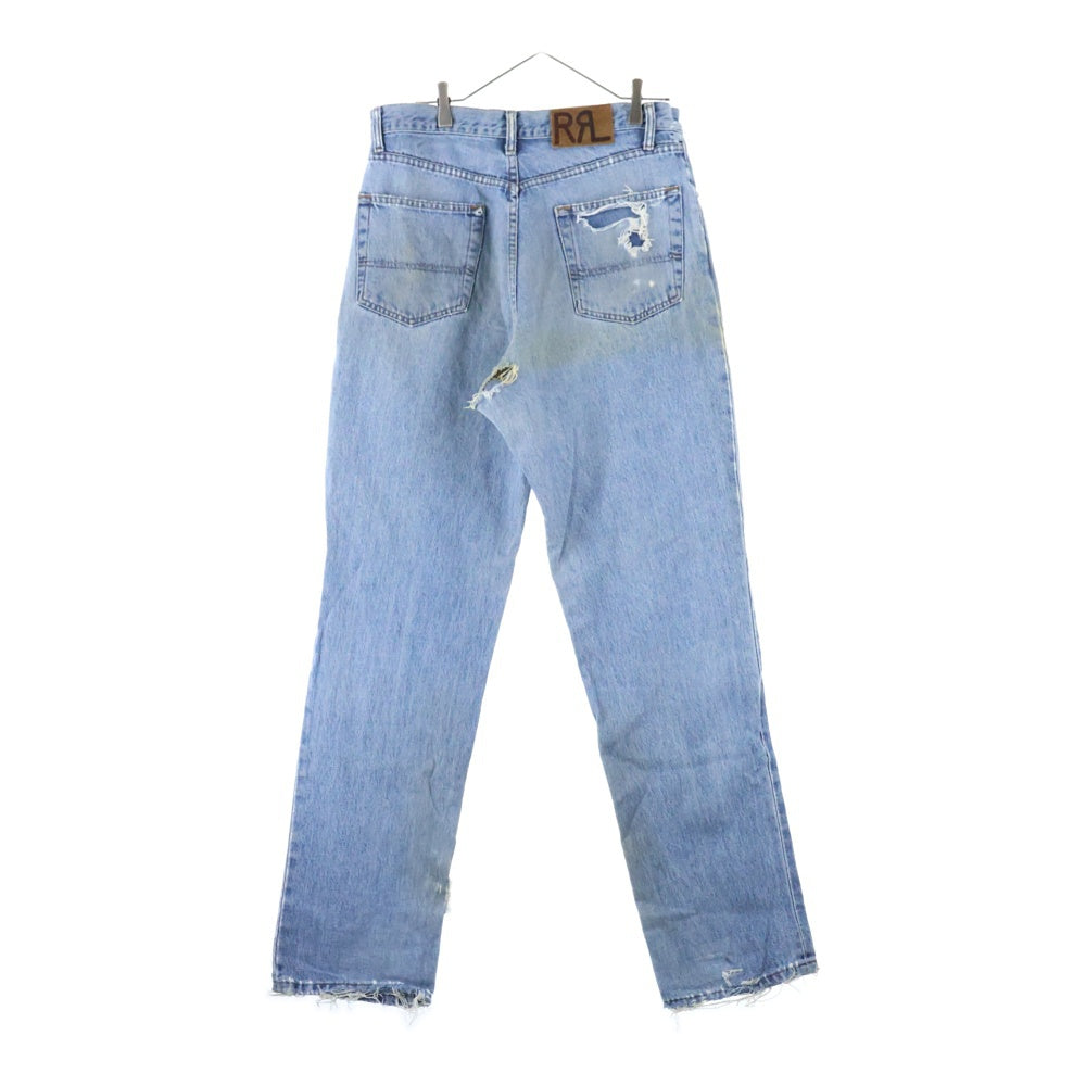 RRL(ダブルアールエル) USA製 ジップフライ ダメージ ストレート デニムパンツ インディゴ