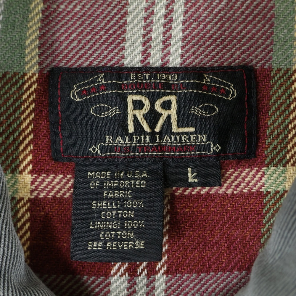 RRL(ダブルアールエル) 90S VINTAGE USA製 FLANNEL LINER WORK JACKET フランネル ライナー ジップアップ ワーク ジャケット グレー