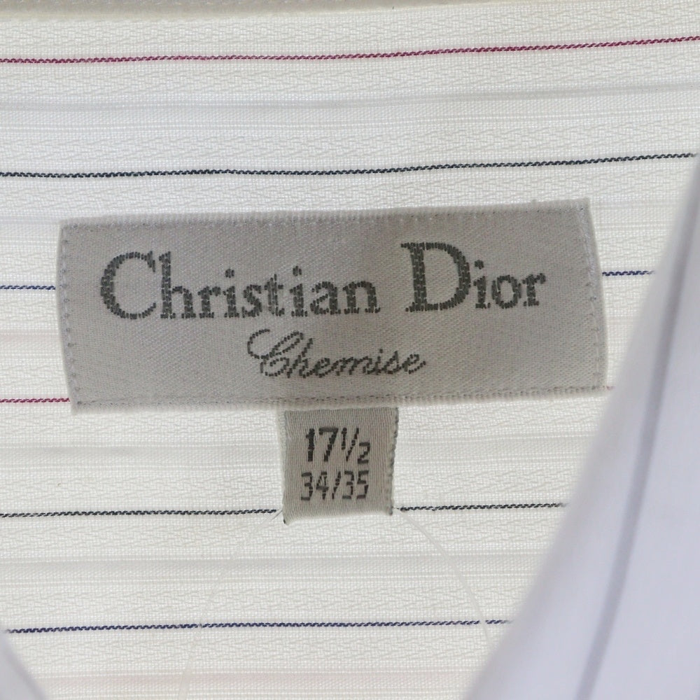 Christian Dior(クリスチャンディオール) ストライプコットン 長袖シャツ ホワイト