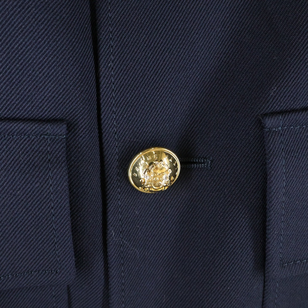 CELINE(セリーヌ) ウール オフィサーサファリ ジャケットブルゾン ネイビー レディース 2V34G092D