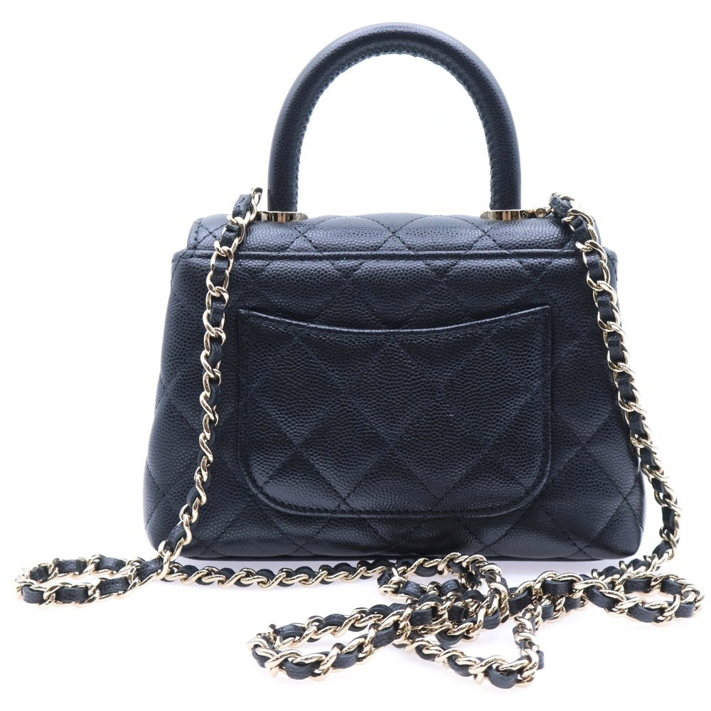 CHANEL(シャネル) キャビアスキン エクストラミニ ココハンドル 2WAY チェーン ショルダーバッグ ハンドバッグ ブラック レディース AP4244