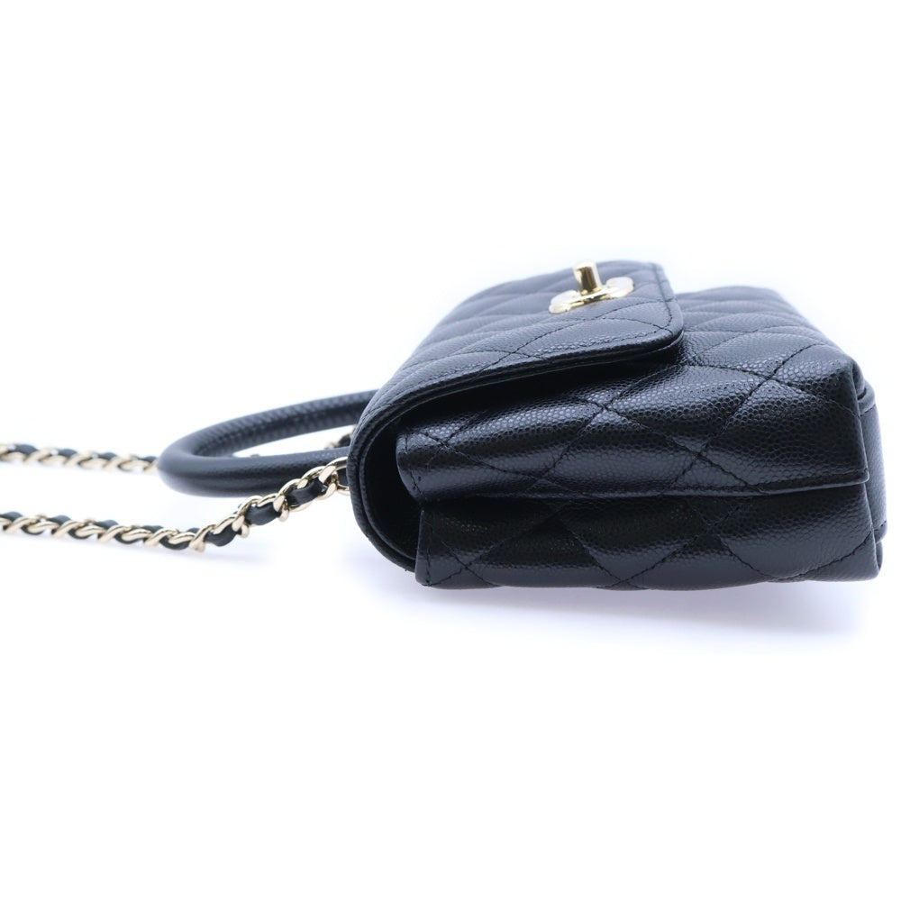 CHANEL(シャネル) キャビアスキン エクストラミニ ココハンドル 2WAY チェーン ショルダーバッグ ハンドバッグ ブラック レディース AP4244