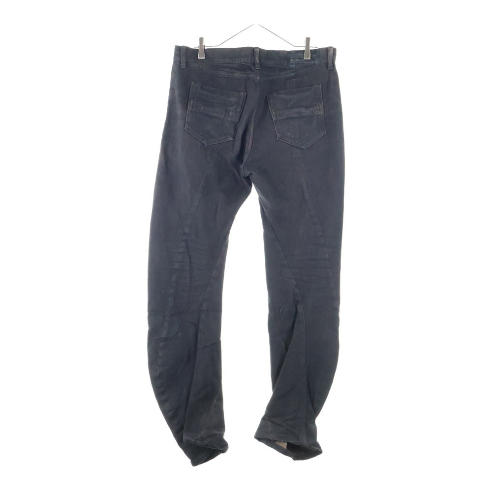 JULIUS(ユリウス) ダメージ加工 ボタンフライ バナナカーブ デニムパンツ ダークブラウン