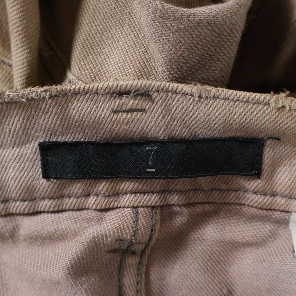 JULIUS(ユリウス) ダメージ加工 ボタンフライ コットン ストレートデニムパンツ ピンク