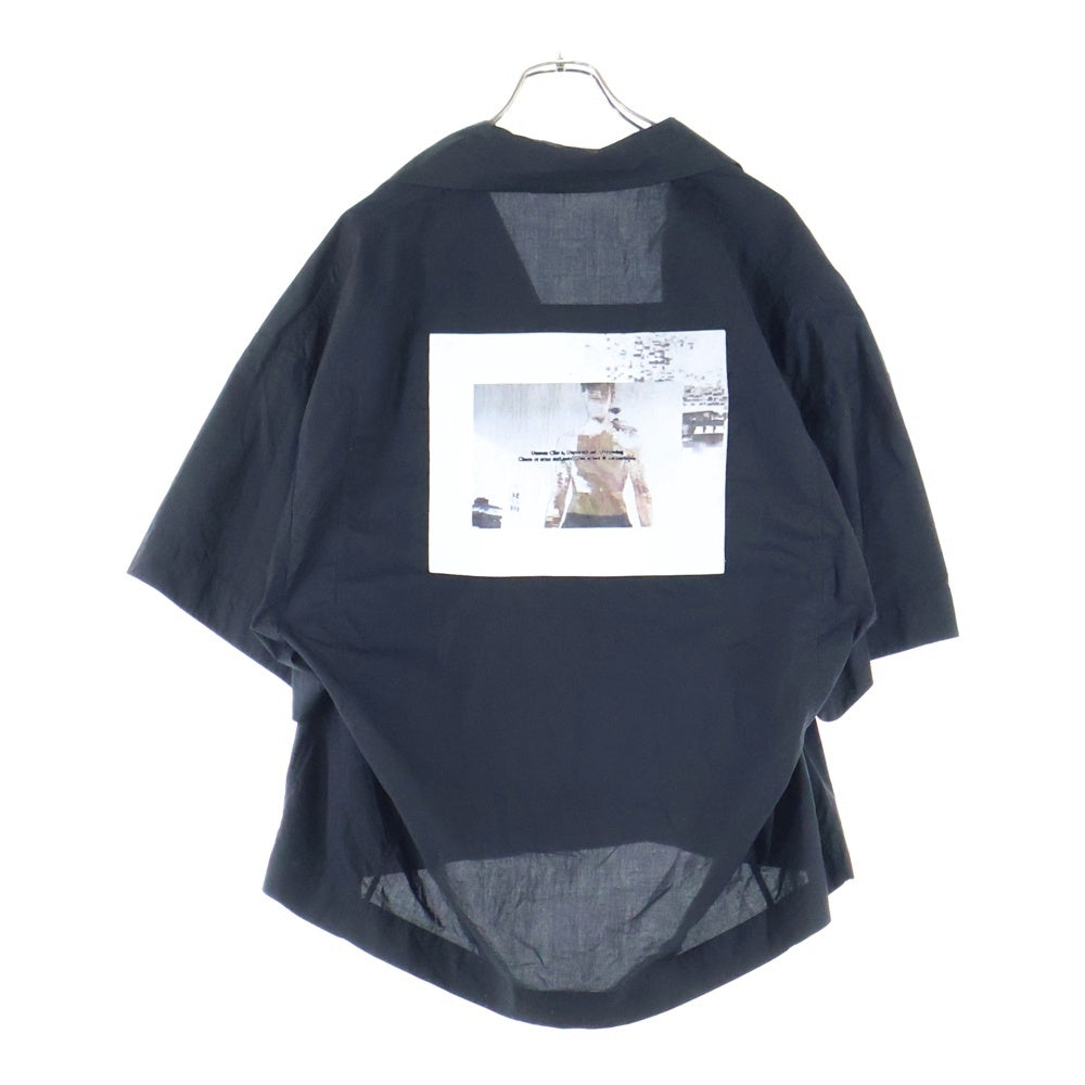 JULIUS(ユリウス) 19SS バックプリント オープンカラー ボックス 半袖シャツ ブラック 657SHM3-P