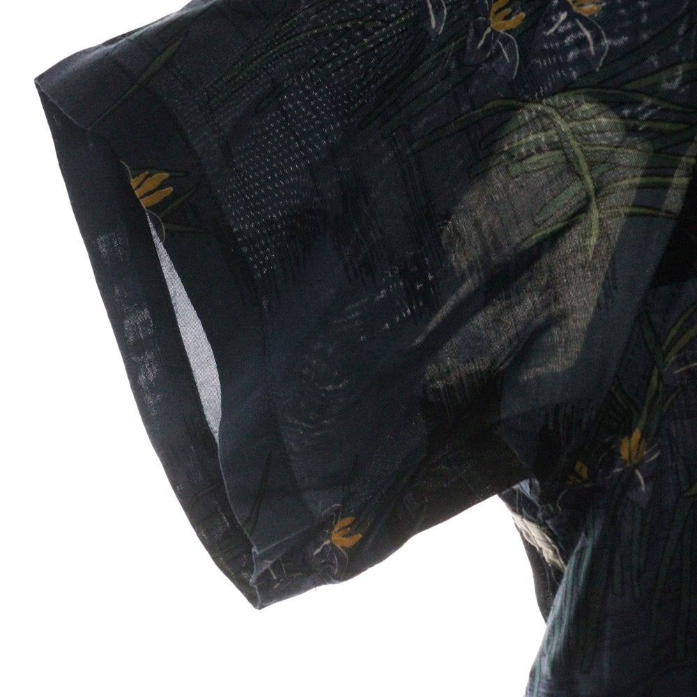 Sasquatchfabrix.(サスクワッチファブリックス) 11SS どくろ スカル レーヨン オープンカラー アロハシャツ 半袖シャツ ネイビー 11SS-SY5-001