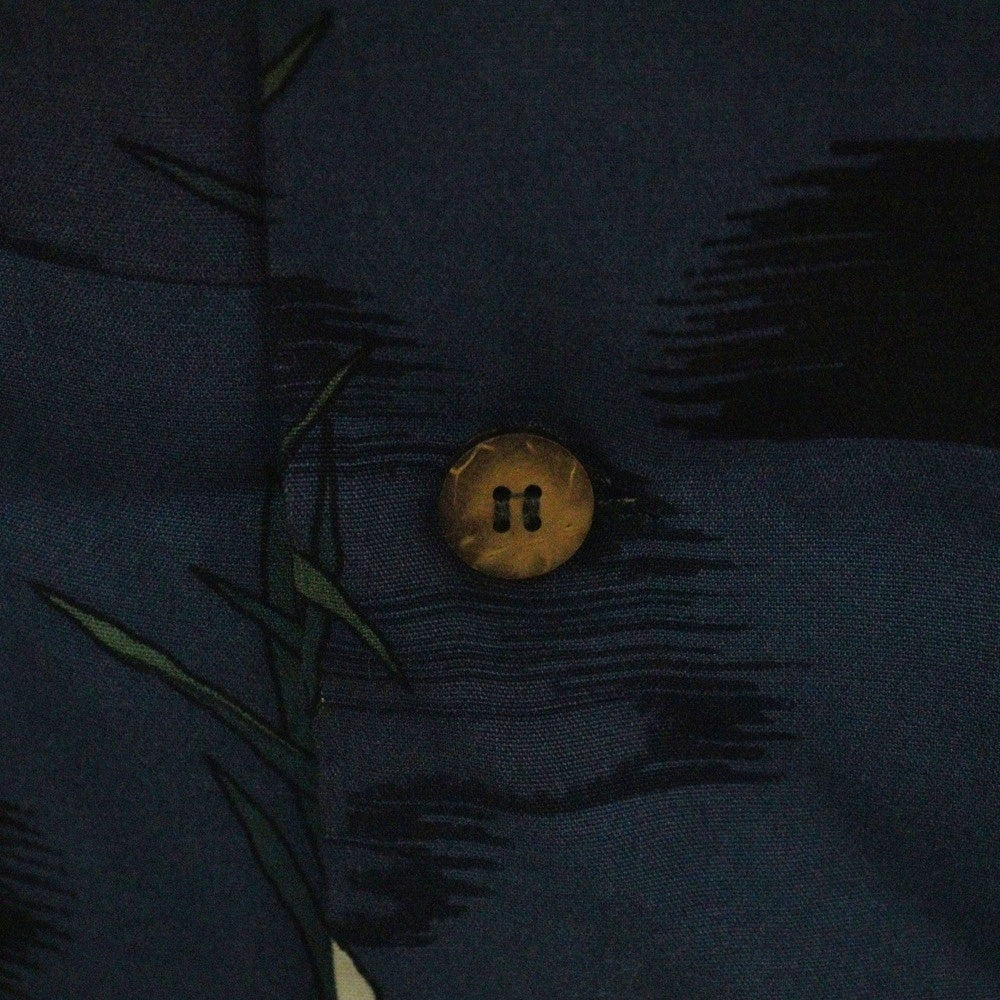 Sasquatchfabrix.(サスクワッチファブリックス) 11SS どくろ スカル レーヨン オープンカラー アロハシャツ 半袖シャツ ネイビー 11SS-SY5-001