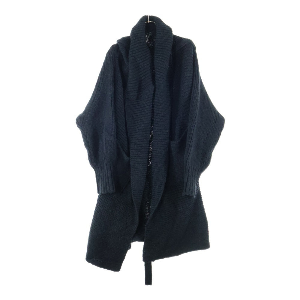 JULIUS(ユリウス) 18AW Knit Gown ウール混 ニットガウンコート ブラック 637KNM3