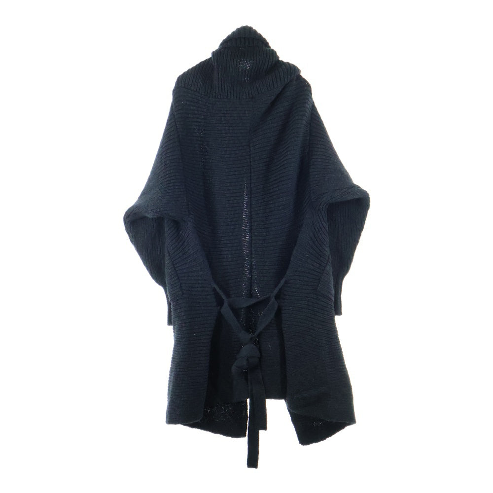 JULIUS(ユリウス) 18AW Knit Gown ウール混 ニットガウンコート ブラック 637KNM3