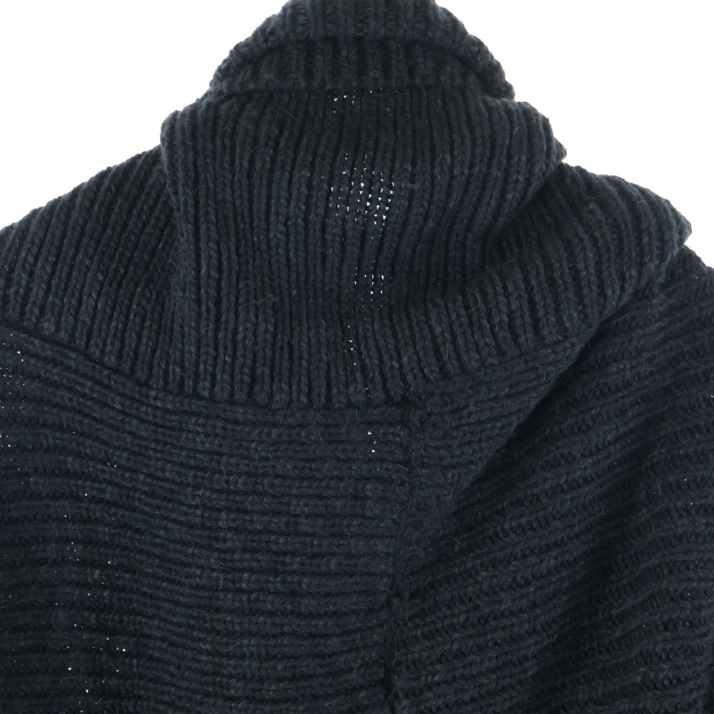 JULIUS(ユリウス) 18AW Knit Gown ウール混 ニットガウンコート ブラック 637KNM3