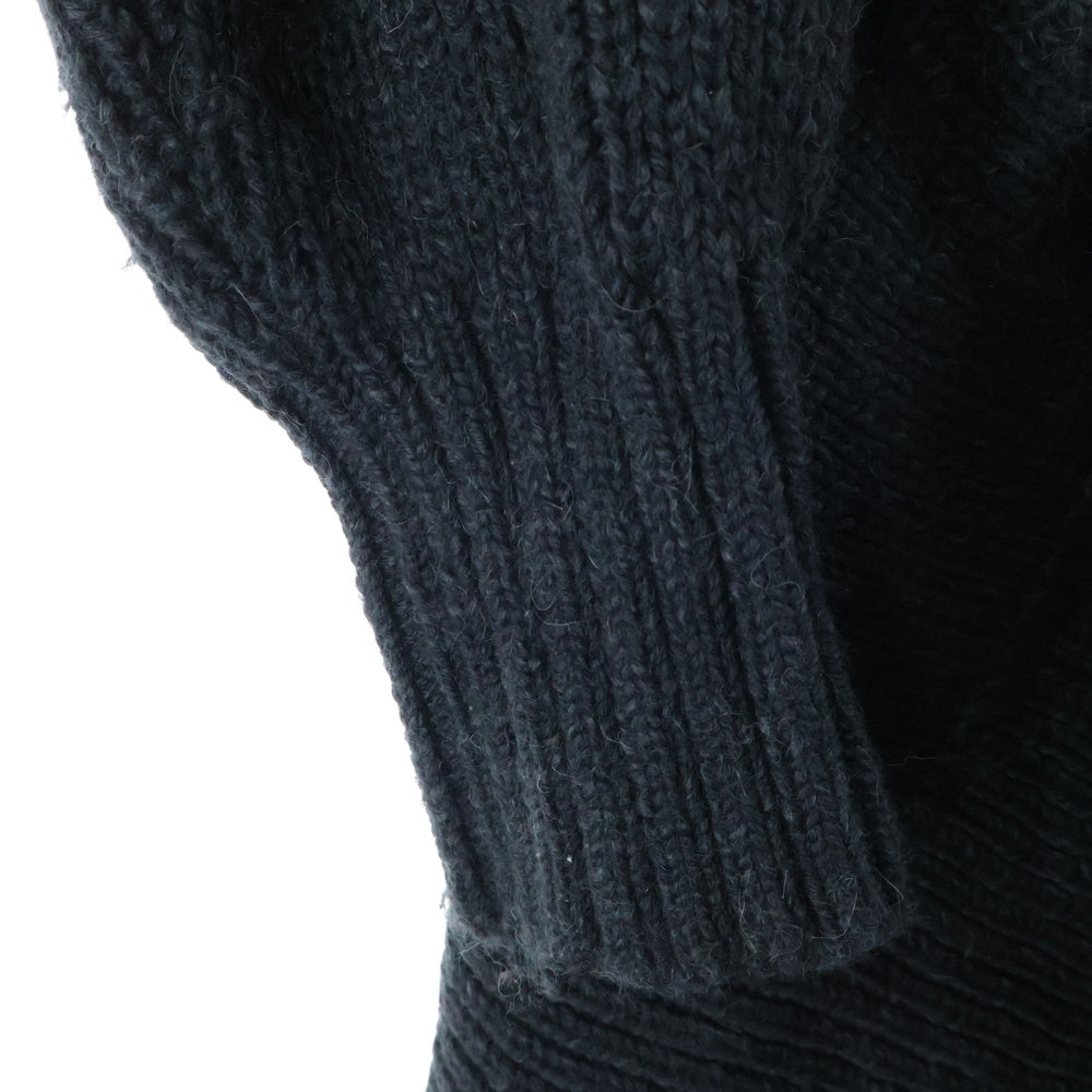 JULIUS(ユリウス) 18AW Knit Gown ウール混 ニットガウンコート ブラック 637KNM3