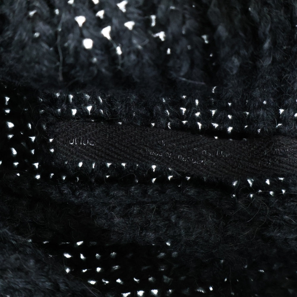 JULIUS(ユリウス) 18AW Knit Gown ウール混 ニットガウンコート ブラック 637KNM3