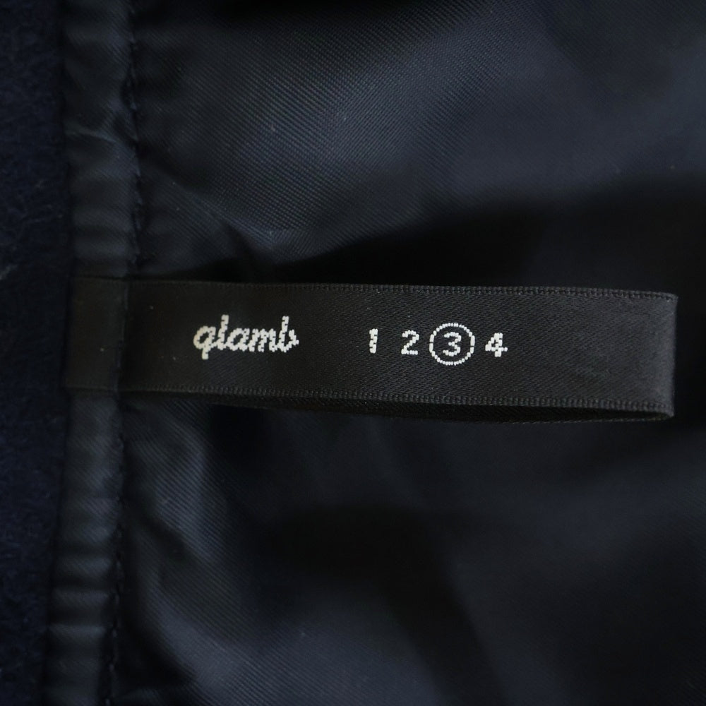 glamb(グラム) レザー切替 ウール ダブルライダースジャケット ネイビー
