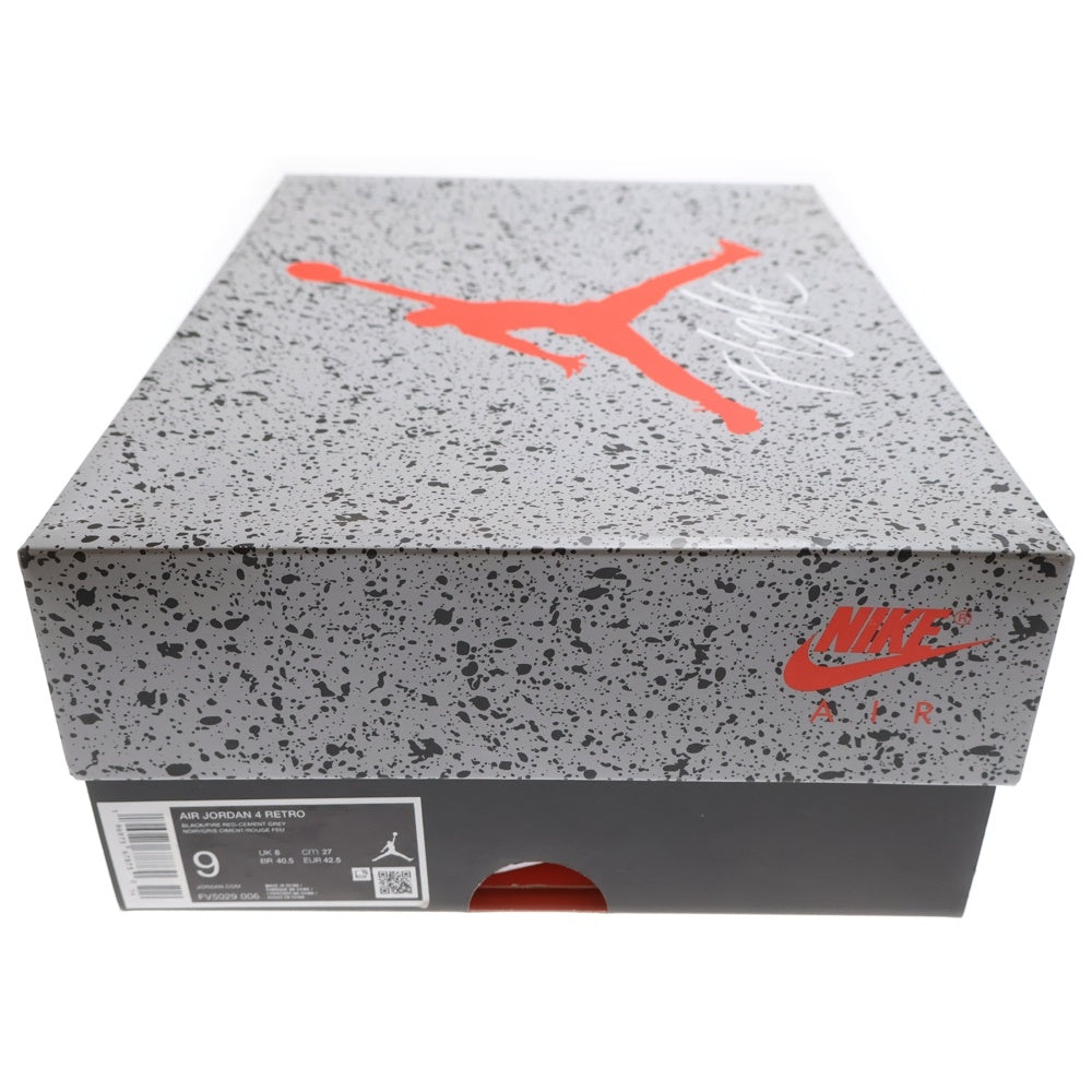 NIKE(ナイキ) AIR JORDAN 4 RETRO BRED REIMAGINED エアジョーダン レトロ ブレッドリイマジンド ハイカットスニーカー ブラック/レッド US9/27cm FV5029-006