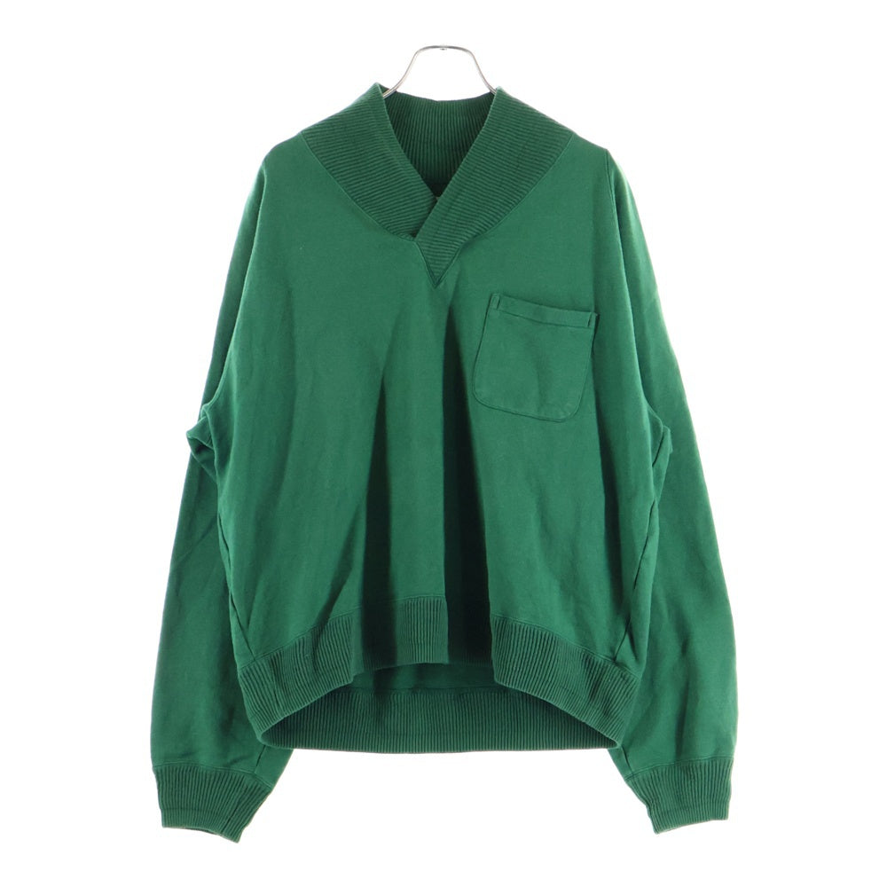 HOMELESS TAILOR(ホームレステイラー) 22AW STANFIELD TOP フロントポケット Vネック スウェットトレーナー グリーンHTK-22 AW-010
