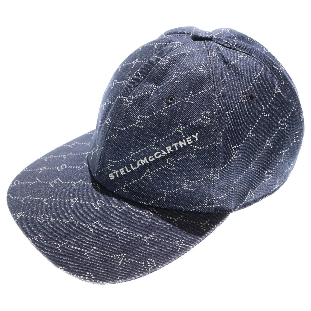 STELLA McCARTNEY(ステラマッカートニー) ロゴ総柄 デニム 6パネルキャップ 帽子 インディゴ