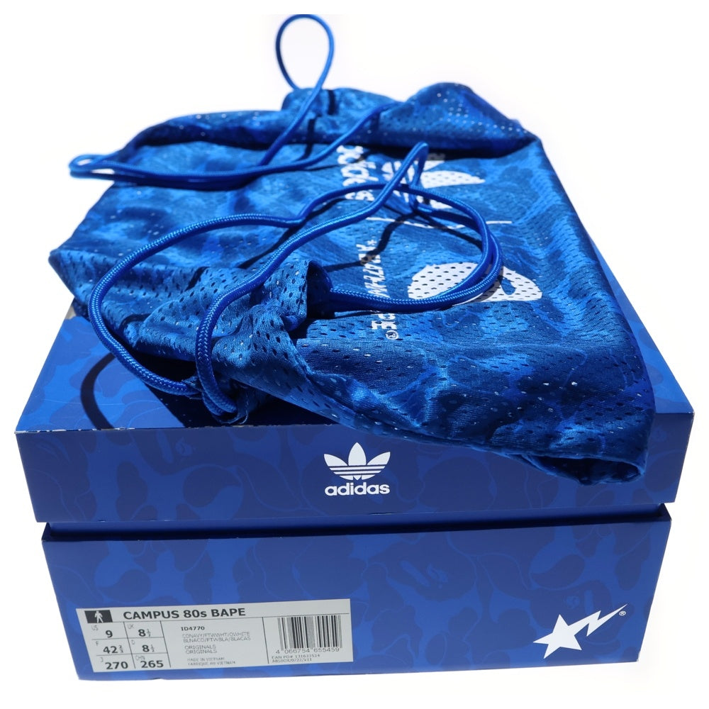 adidas(アディダス) ×A BATHING APE CAMPUS 80S アベイシングエイプ キャンパス ローカットスニーカー ネイビー US9/27cm ID4770