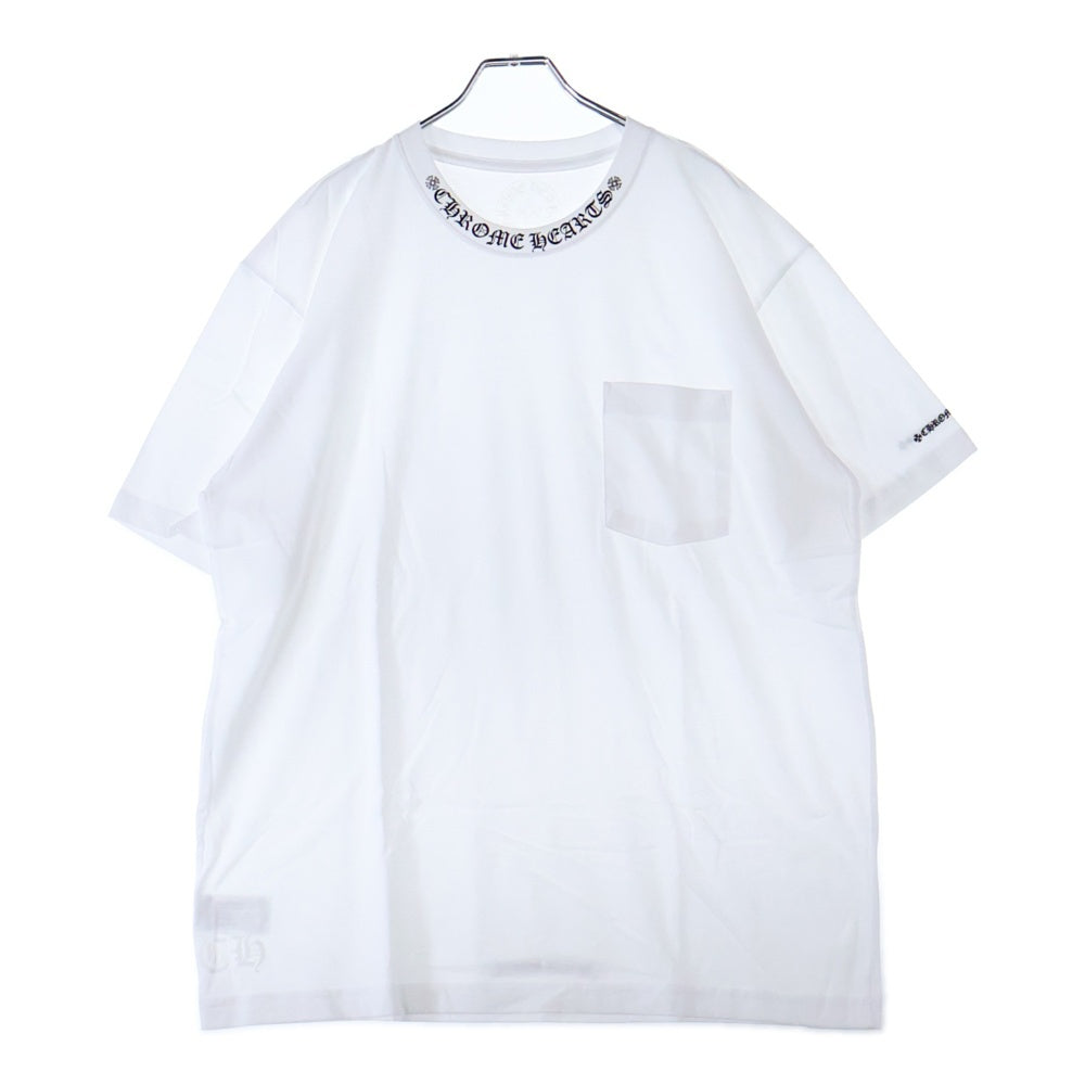 CHROME HEARTS(クロムハーツ) CH T-SHRT 1 ネックロゴプリント クルーネック 半袖Tシャツ カットソー ホワイト