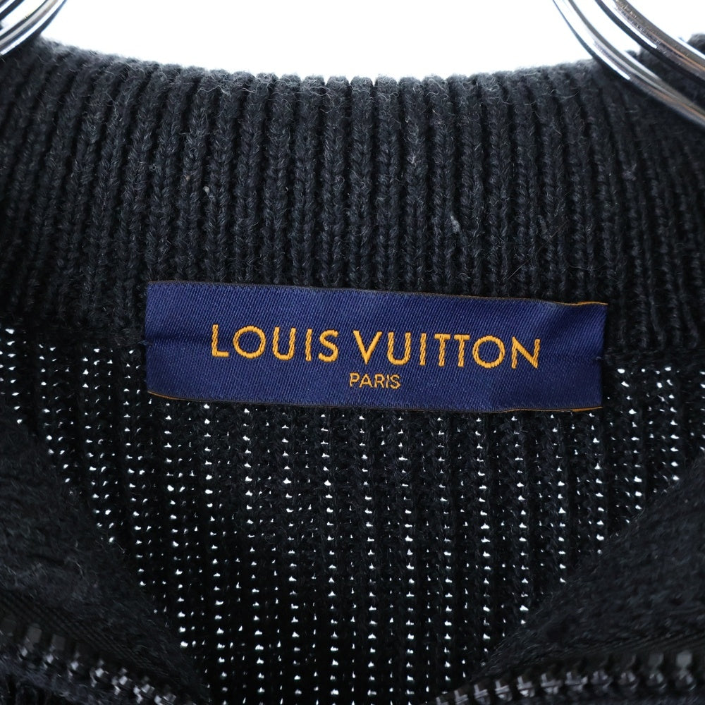 LOUIS VUITTON(ルイヴィトン) 22SS シグネチャーロゴ刺繍 ウール ハーフジップ ニット セーター ブラック RM221M ZLL HMN10W