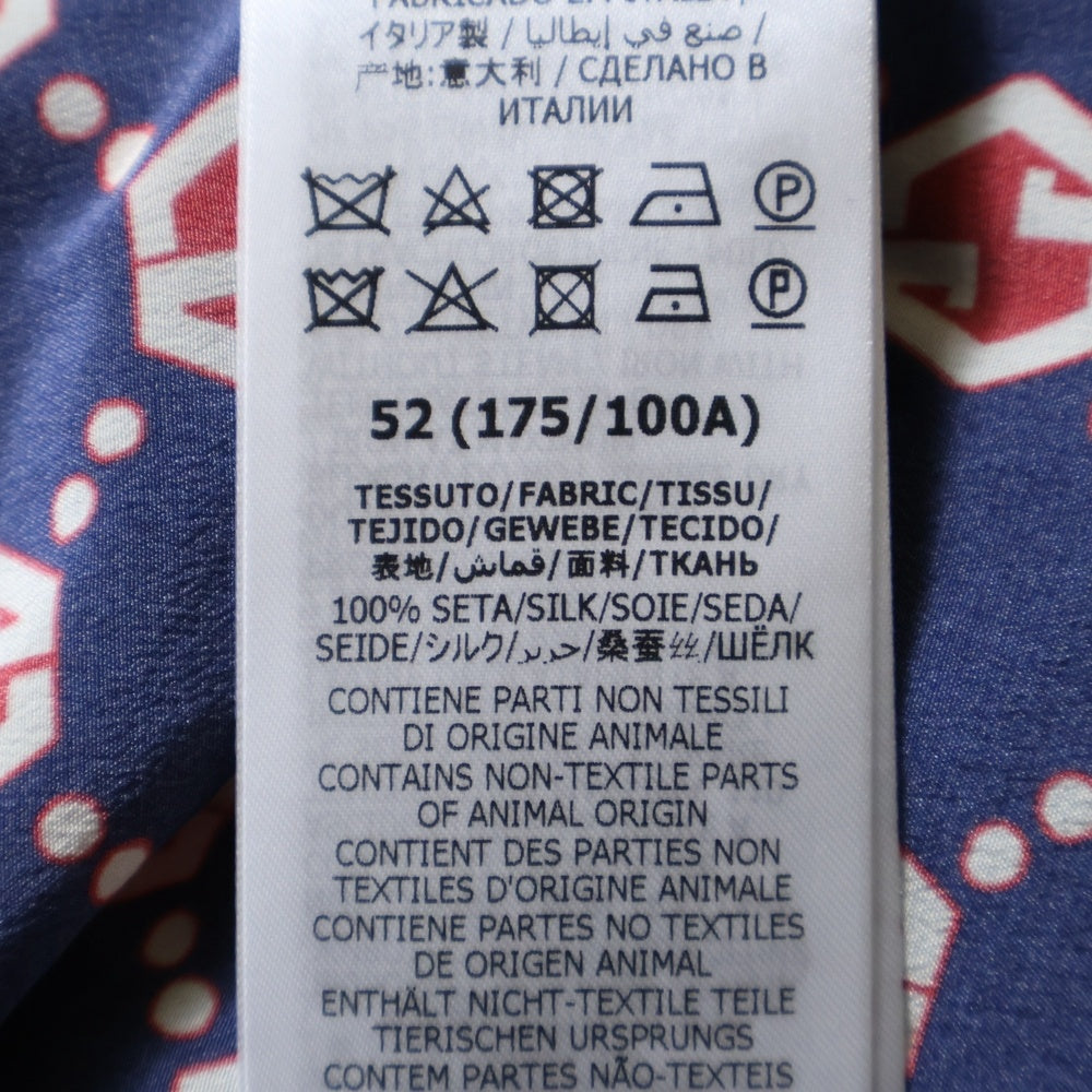 GUCCI(グッチ) 21SS GG総柄 ヘキサゴン シルククレープ ボウリング 半袖シャツ ネイビー/レッド 654887 ZAF9W