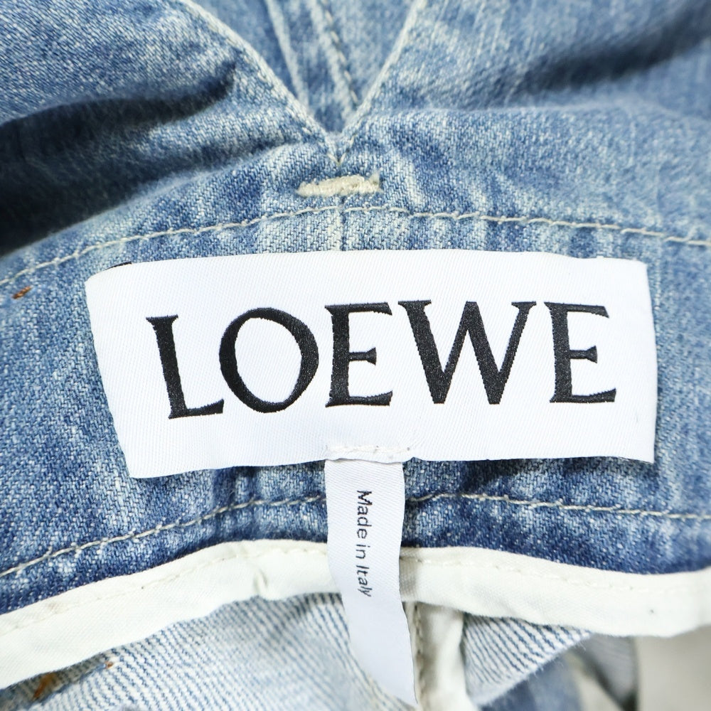 LOEWE(ロエベ) ハイウエスト ベルテッド ワイド デニムパンツ インディゴ H2282260IB