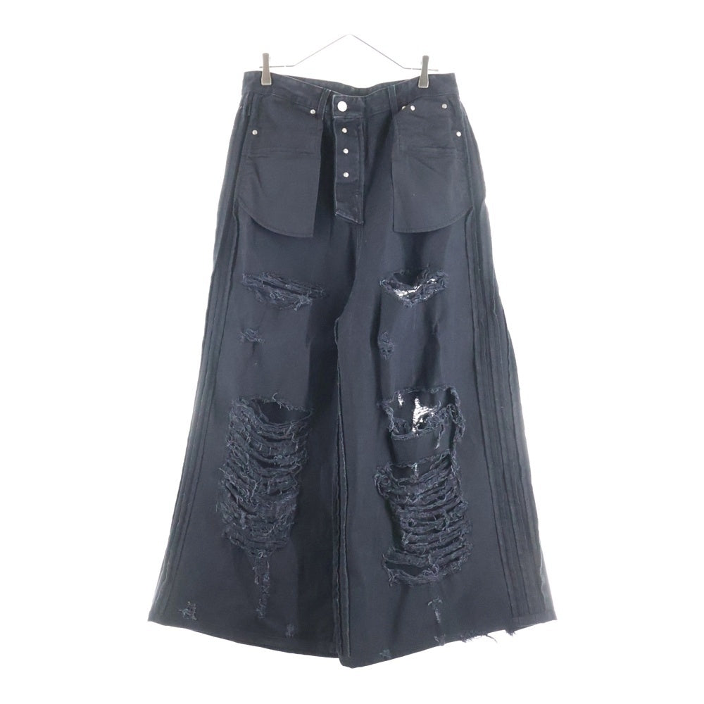 VETEMENTS(ヴェトモン) 23SS Destroy Denim Pants デストロイ インサイドアウト デニムバギーパンツ ブラック UE63PA260B2