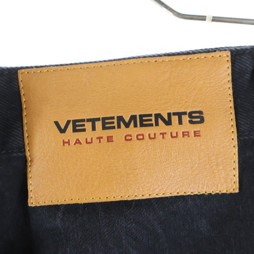 VETEMENTS(ヴェトモン) 23SS Destroy Denim Pants デストロイ インサイドアウト デニムバギーパンツ ブラック UE63PA260B2