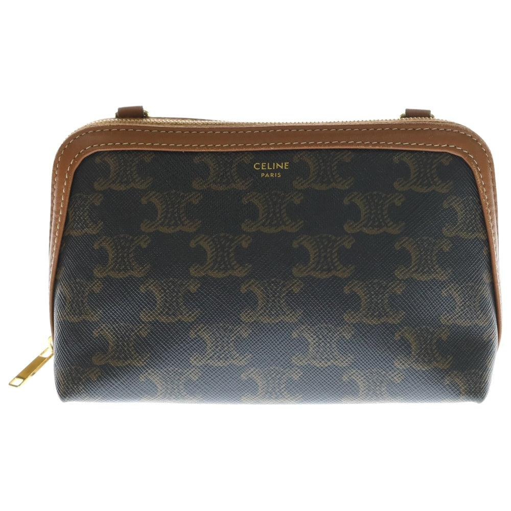 CELINE(セリーヌ) チェーンクラッチ トリオンフキャンバス&ラムスキン ショルダーバッグ ブラウン 10E382CBX.04LU