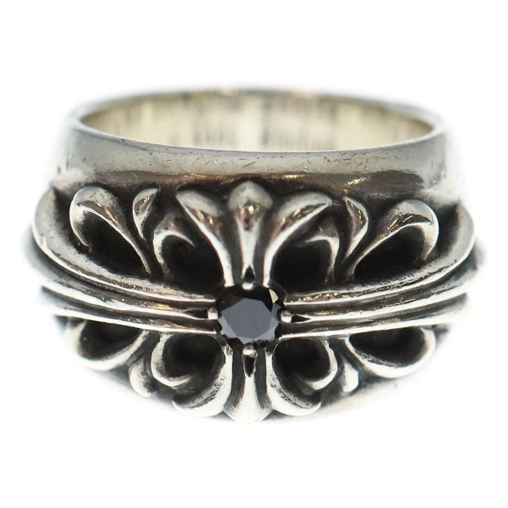 CHROME HEARTS(クロムハーツ) FLRL CRS 1 B DIA フローラルクロスリング 1ブラックダイヤ シルバー