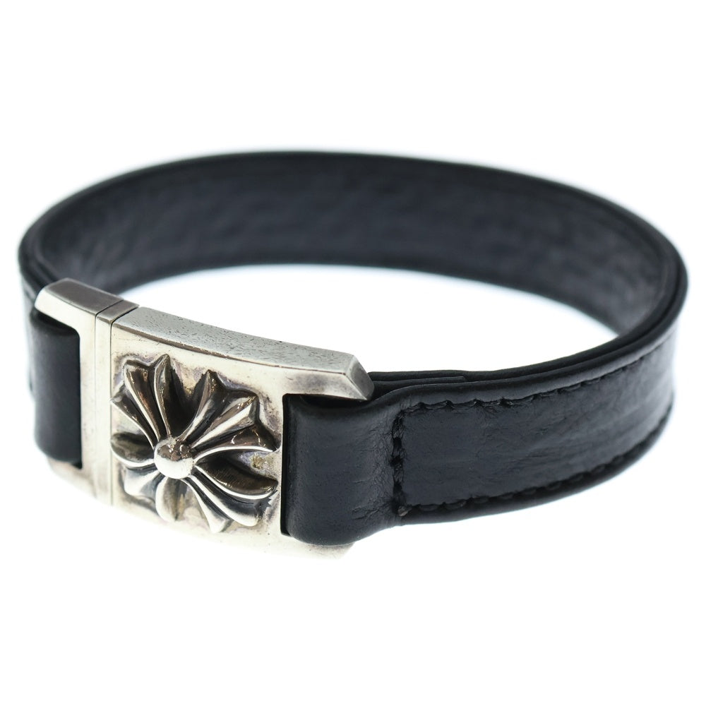 CHROME HEARTS(クロムハーツ) HARNESS CLASP ハーネスクラスプ レザーブレスレット ブラック/シルバー