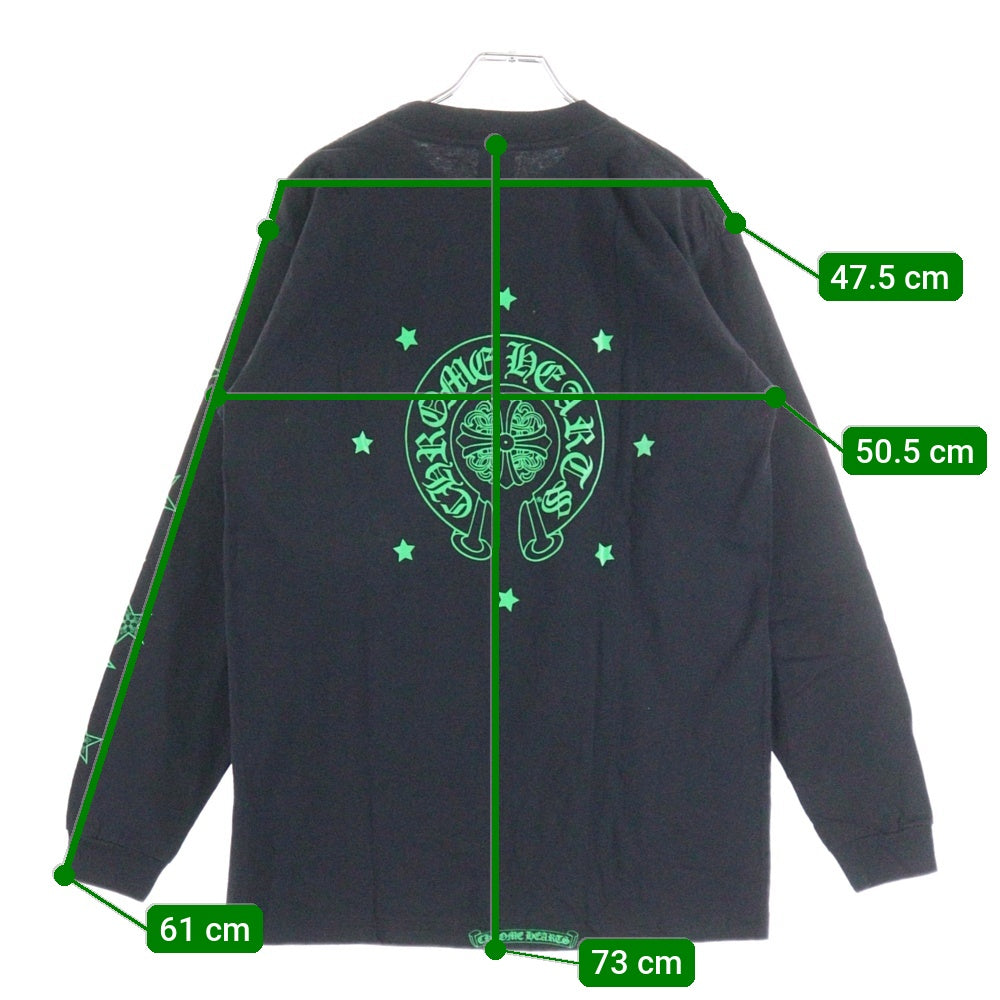 CHROME HEARTS(クロムハーツ) OLD オールド ホースシュー スター プリント クルーネック ロングスリーブ 長袖 Tシャツカットソー ブラック