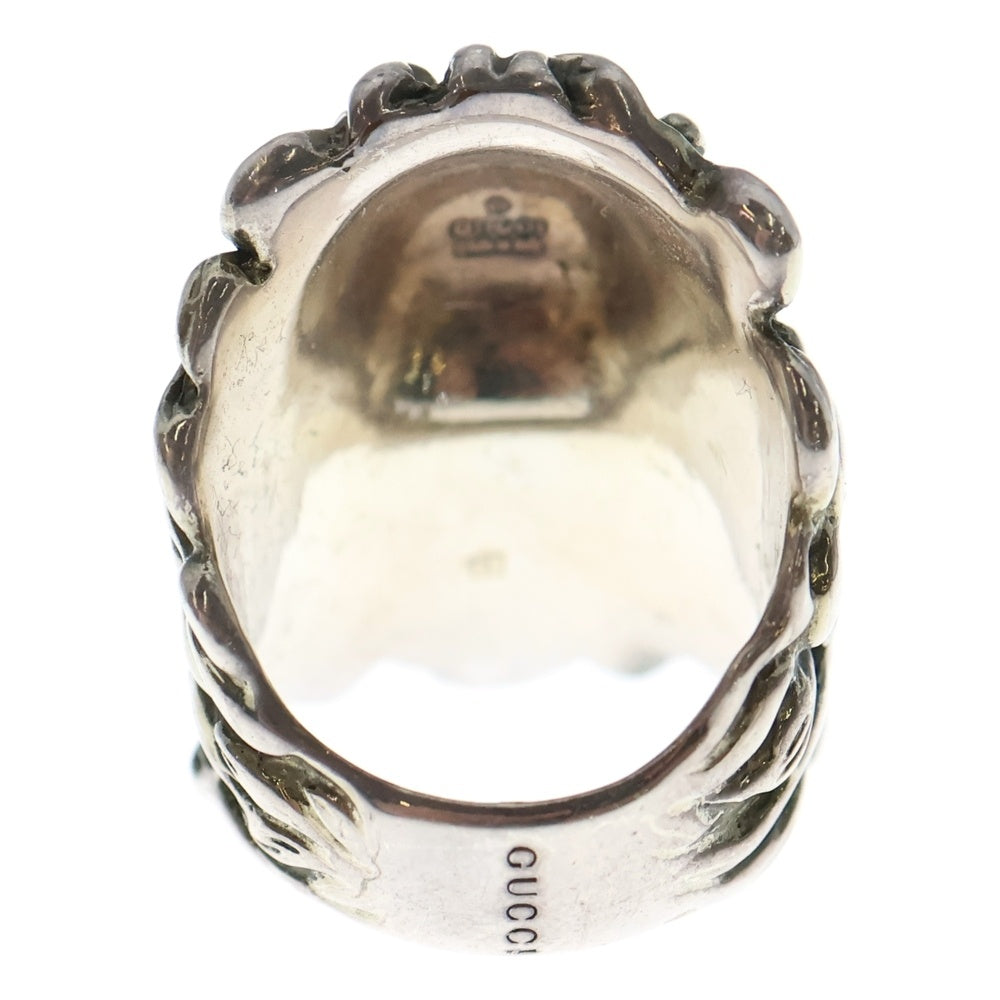 GUCCI(グッチ) メタル ストーン ライオンヘッド リング シルバー