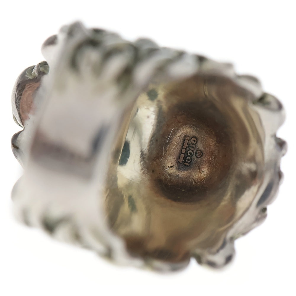 GUCCI(グッチ) メタル ストーン ライオンヘッド リング シルバー