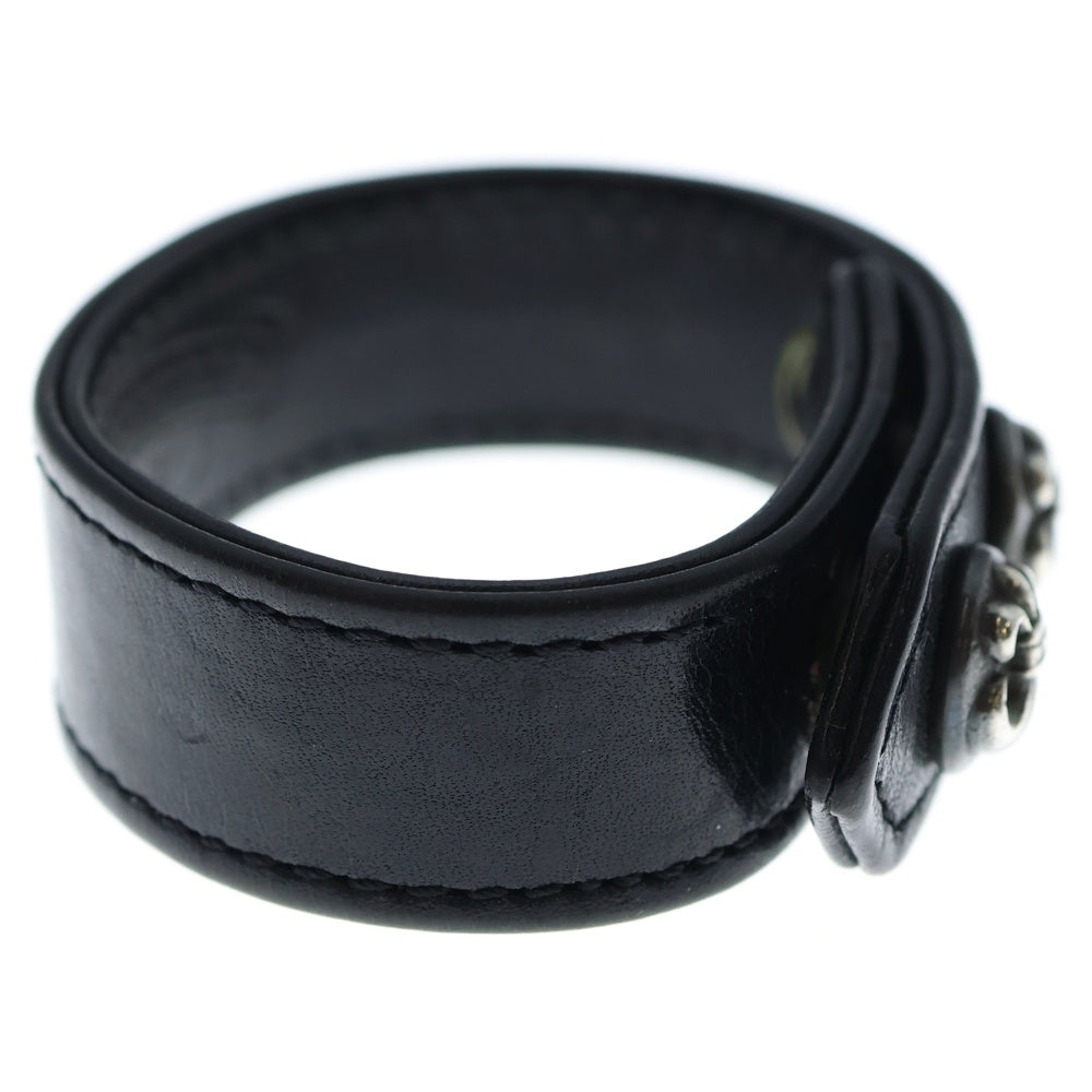 CHROME HEARTS(クロムハーツ) 3BTN 2SNP FLR 3ボタン 2スナップ フレア レザーブレスレット ブラック/シルバー