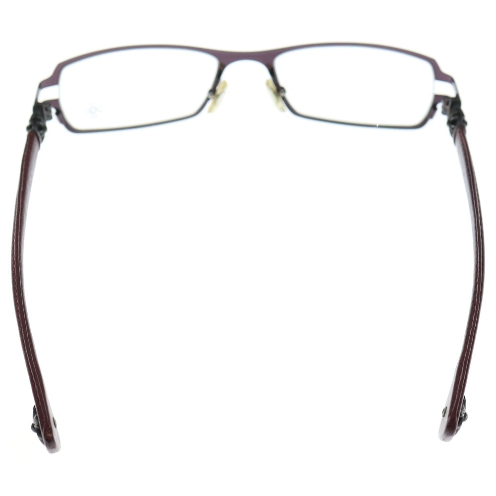 CHROME HEARTS(クロムハーツ) M.DIVER CHプラステンプル レザーサングラス アイウェア 眼鏡 シルバー/レッド