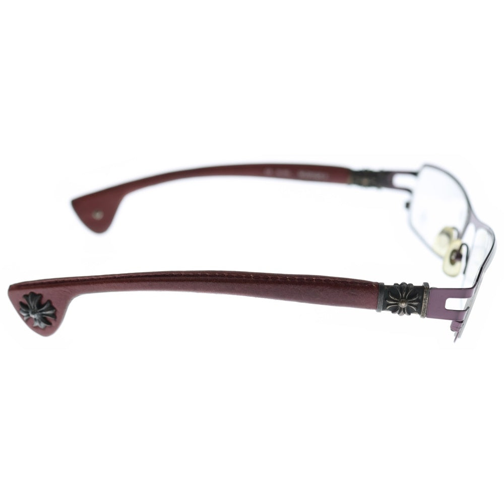 CHROME HEARTS(クロムハーツ) M.DIVER CHプラステンプル レザーサングラス アイウェア 眼鏡 シルバー/レッド