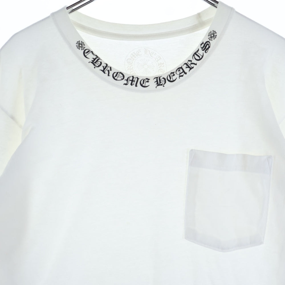 CHROME HEARTS(クロムハーツ) NECK LOGO L/S TEE ネックロゴ プリント クルーネック 長袖Tシャツ カットソー ホワイト