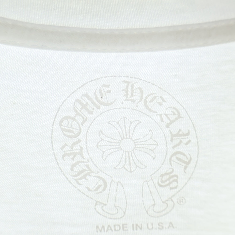 CHROME HEARTS(クロムハーツ) NECK LOGO L/S TEE ネックロゴ プリント クルーネック 長袖Tシャツ カットソー ホワイト
