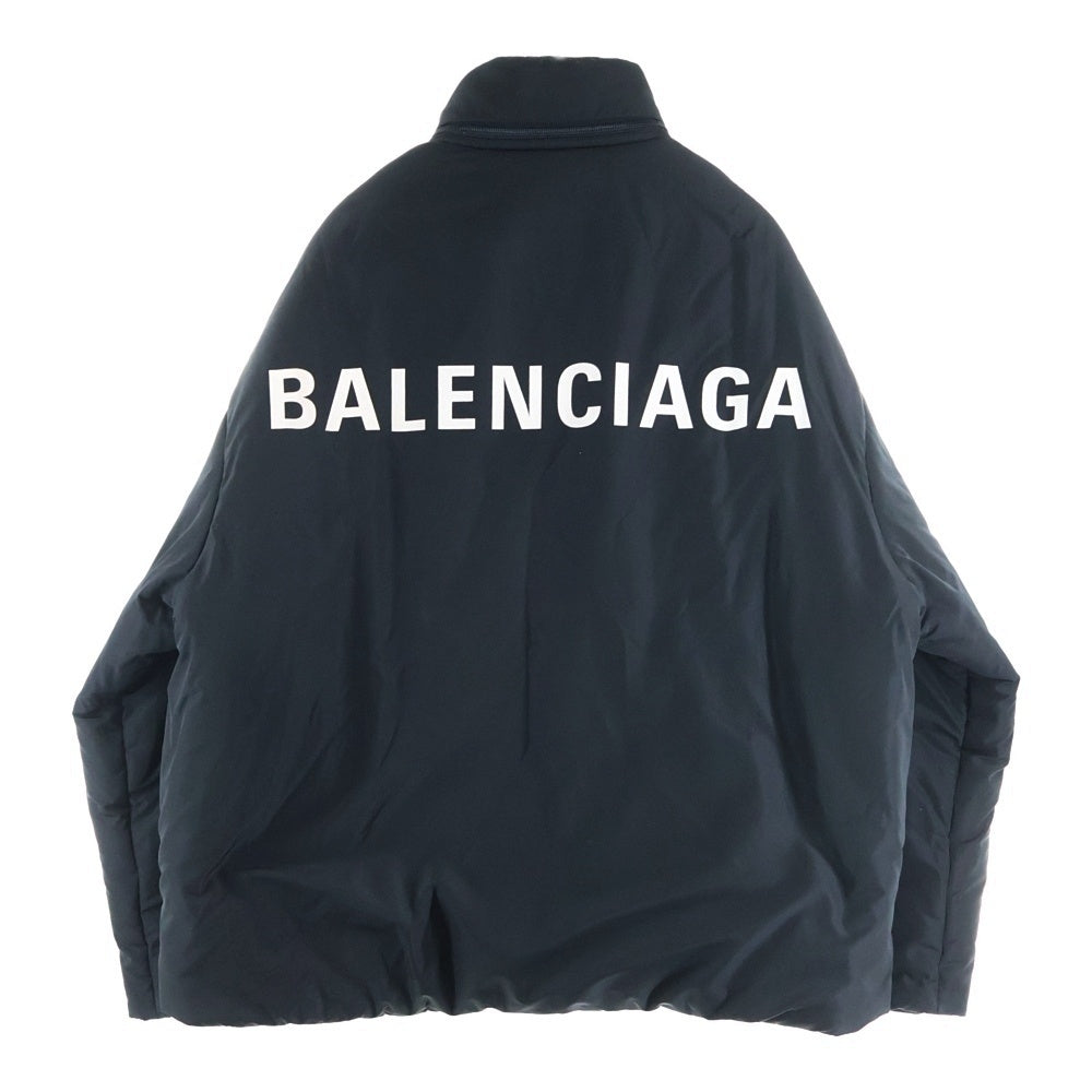 BALENCIAGA(バレンシアガ) 18AW Padder Windbreaker パッダーウィンドブレイカー バックロゴプリント ジップアップ パファージャケット ブラック 533910 TYD36